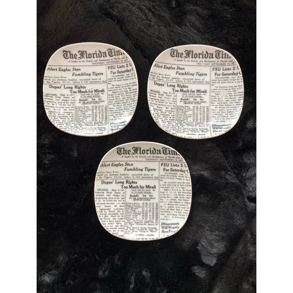 Vintage "The Florida Times" coasters, made in Japan, set of 3